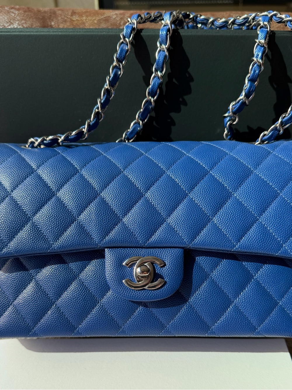 CHANEL Timeless Classic Shoulder Bag in Blue with Silver Hardware 💙